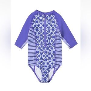New UV Skinz UPF 50 Purple Half Zip Rash Guard One Piece Swimsuit Sz 5